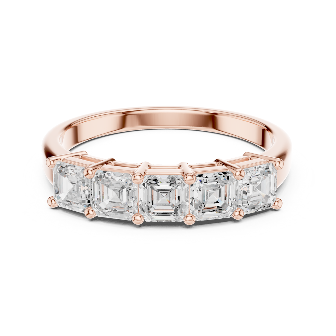Five Stone Square Emerald Cut 1.11 ctw Diamond Band - B1150