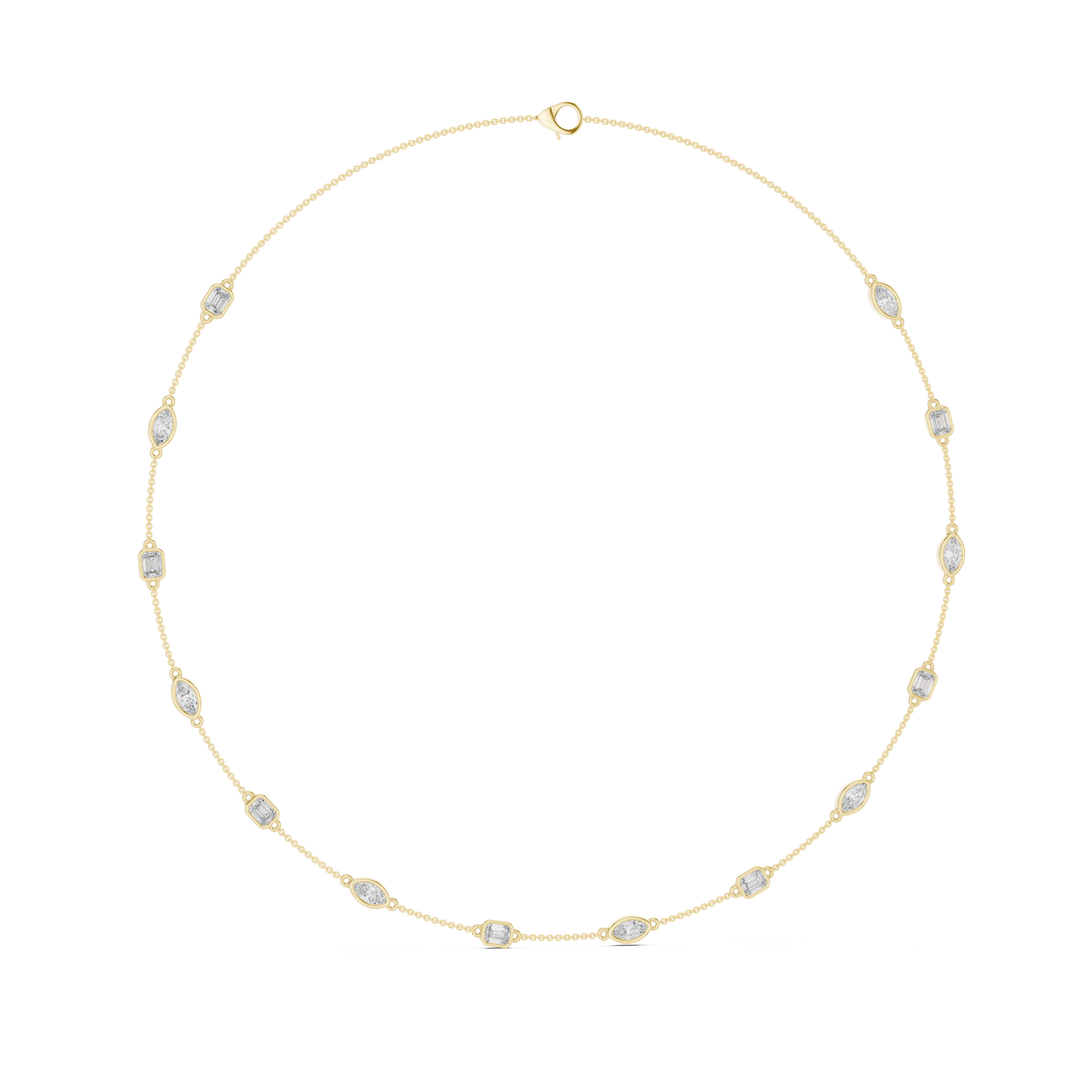 Marquise & Emerald 2.8 ctw Diamond Station Necklace - P1121