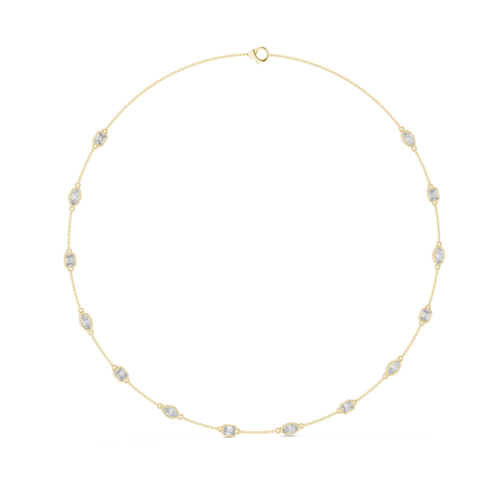 Marquise & Emerald 2.8 ctw Diamond Station Necklace - P1121