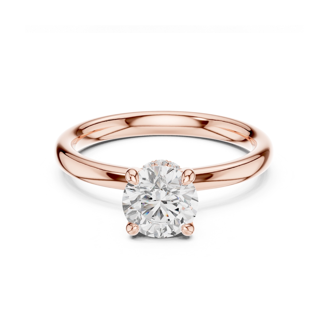 Aurelle Hidden Halo Round Diamond Engagement Ring - R1273