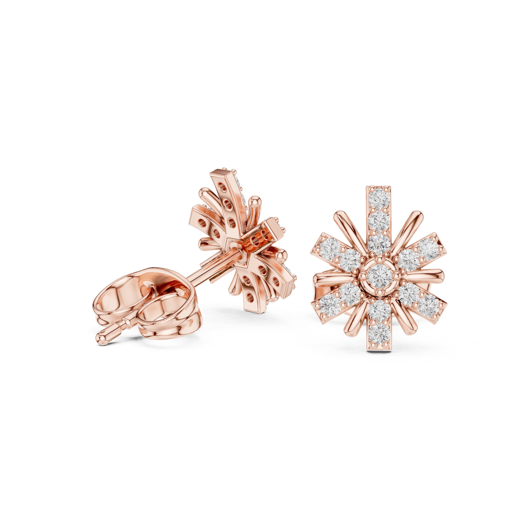 Diamond Sunburst Stud Earrings - E1132