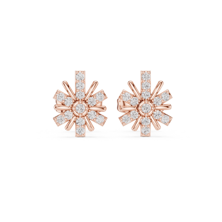 Diamond Sunburst Stud Earrings - E1132