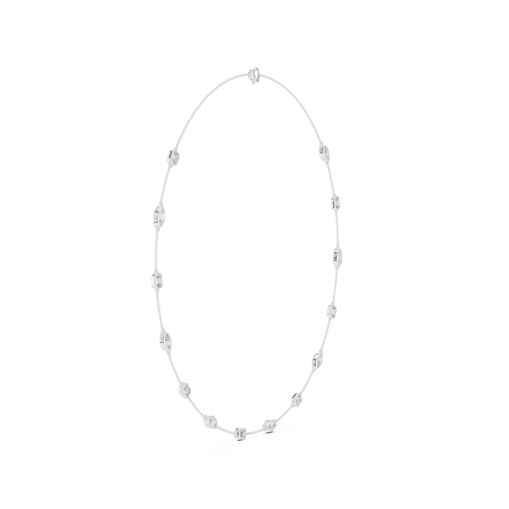 Marquise & Emerald 2.8 ctw Diamond Station Necklace - P1121