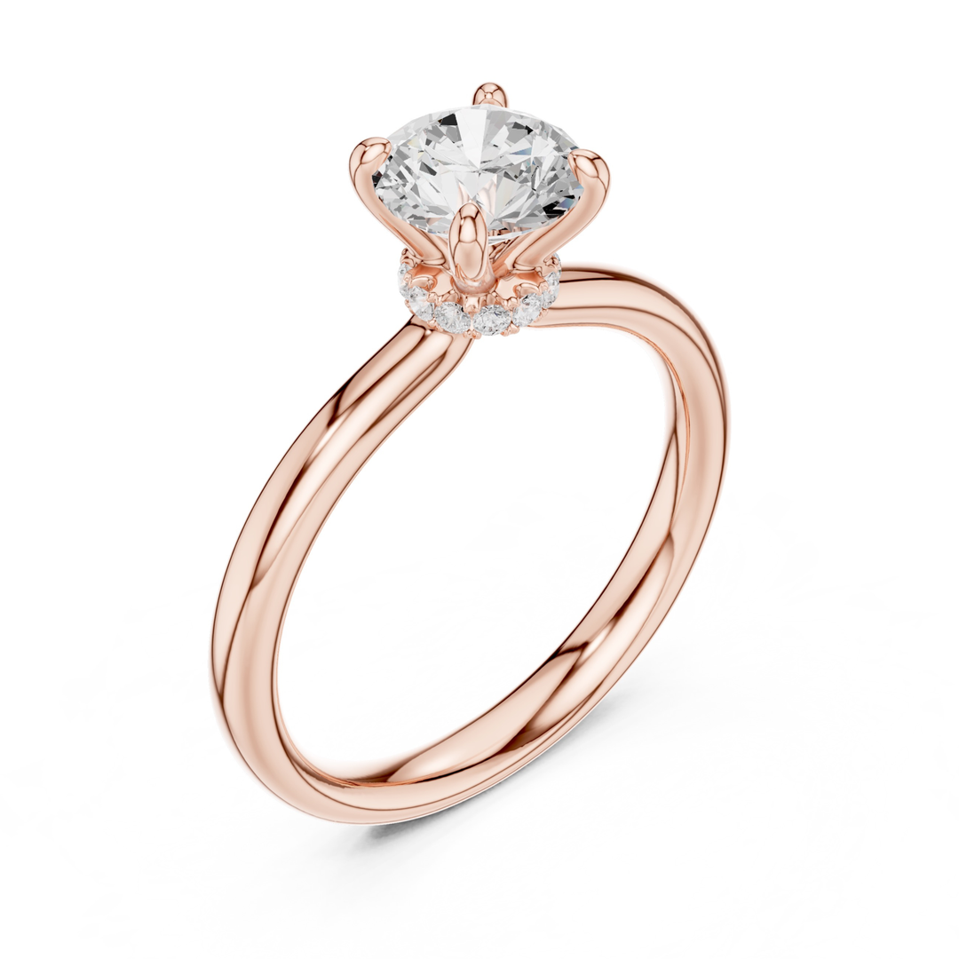 Aurelle Hidden Halo Round Diamond Engagement Ring - R1273