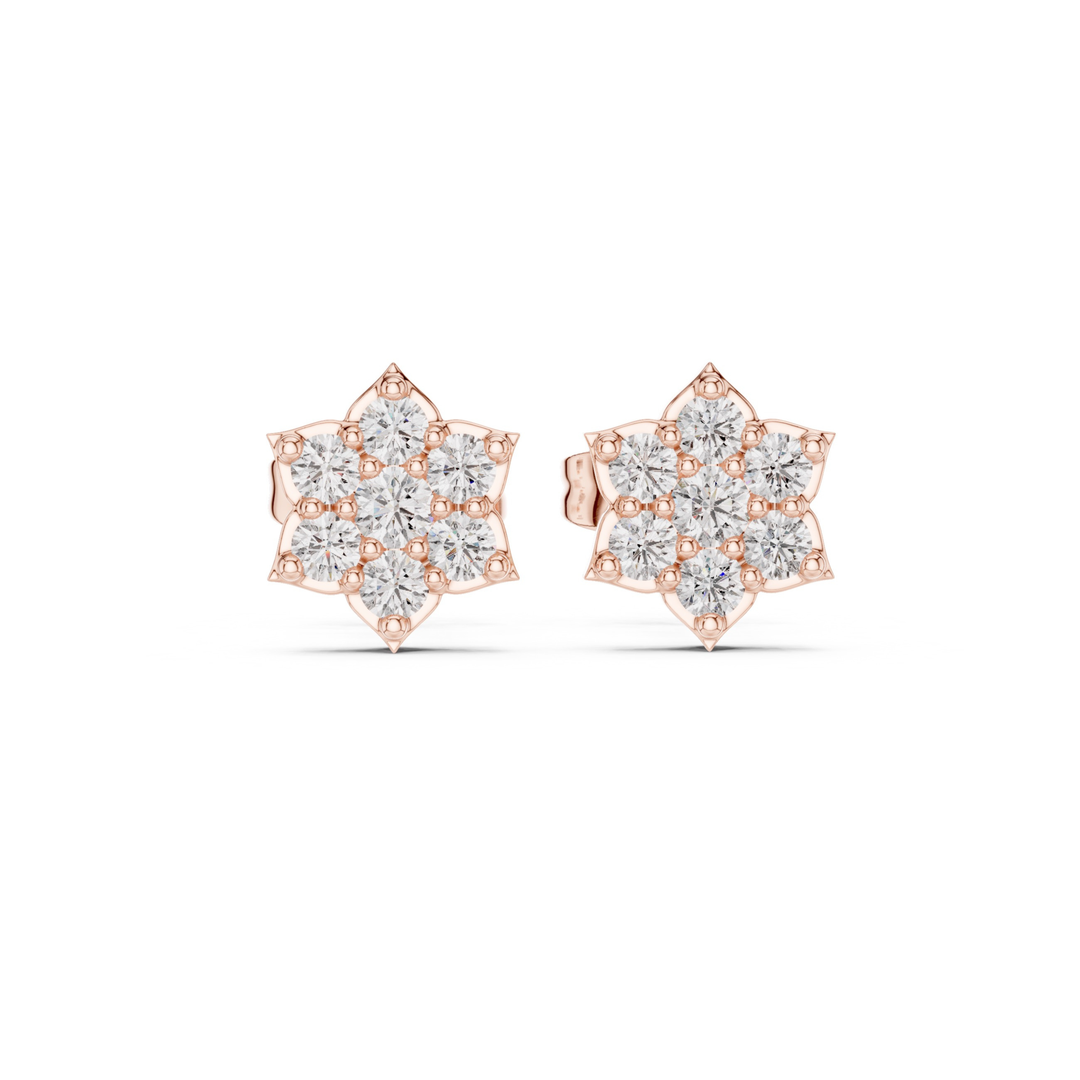 Diamond Flower Stud Earrings - E1129