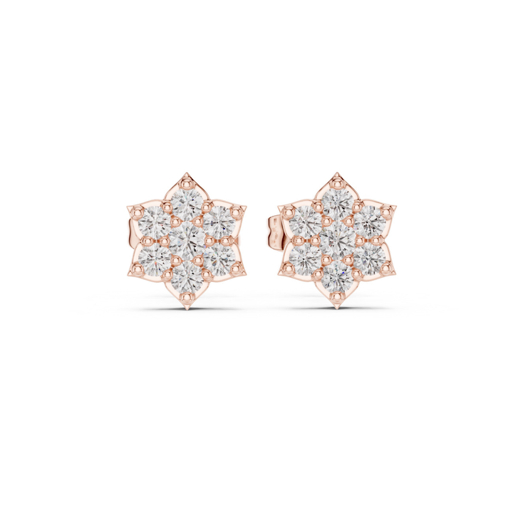 Diamond Flower Stud Earrings - E1129