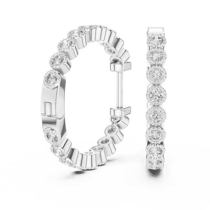 Bezel Diamond Hoop Earrings - E1123