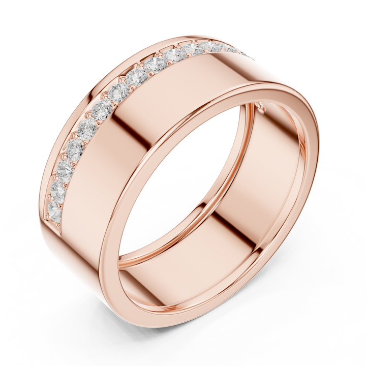 Single Row Round Diamond Men's Band - B1135