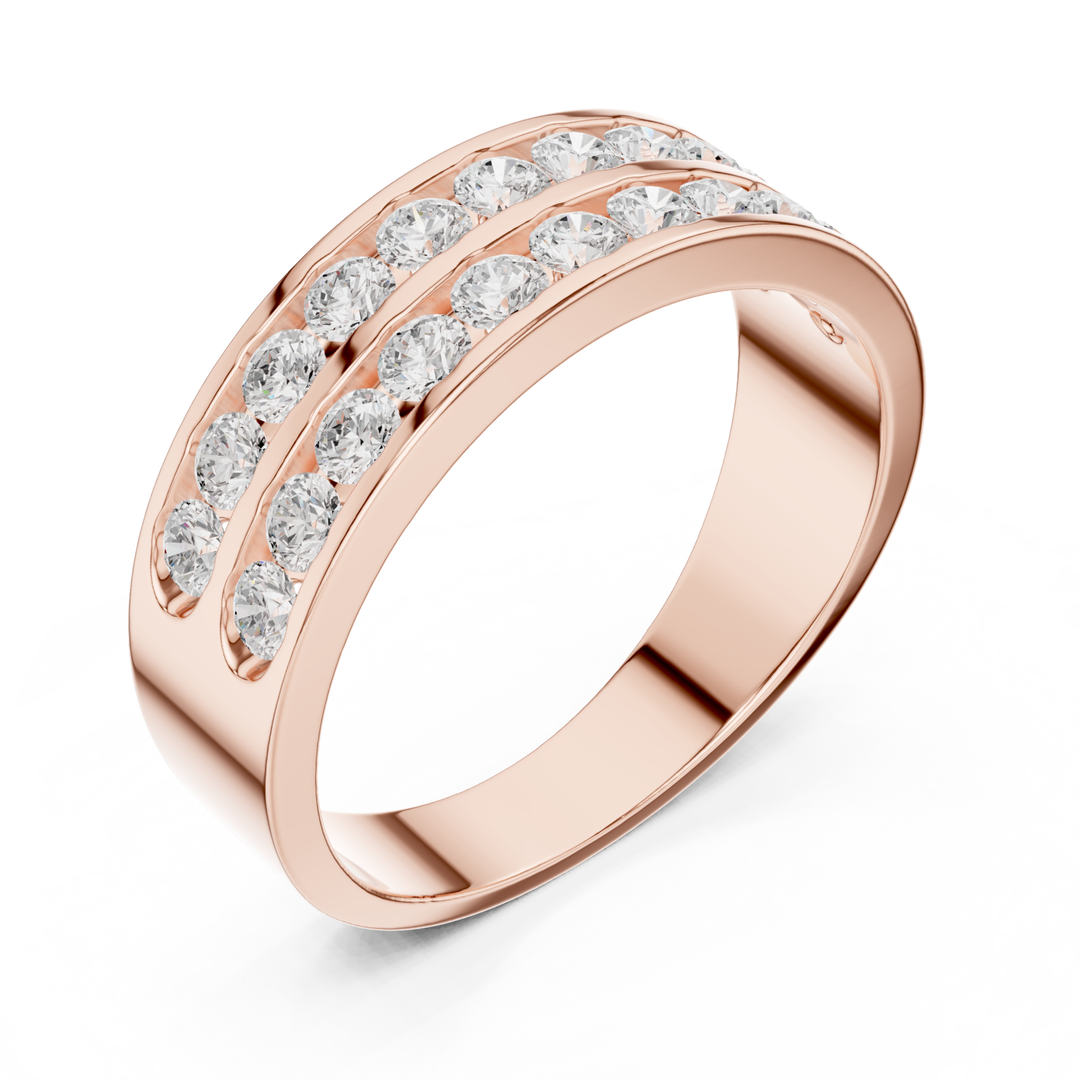 Double Row Round 1.3 ctw Diamond Men's Band - B1130