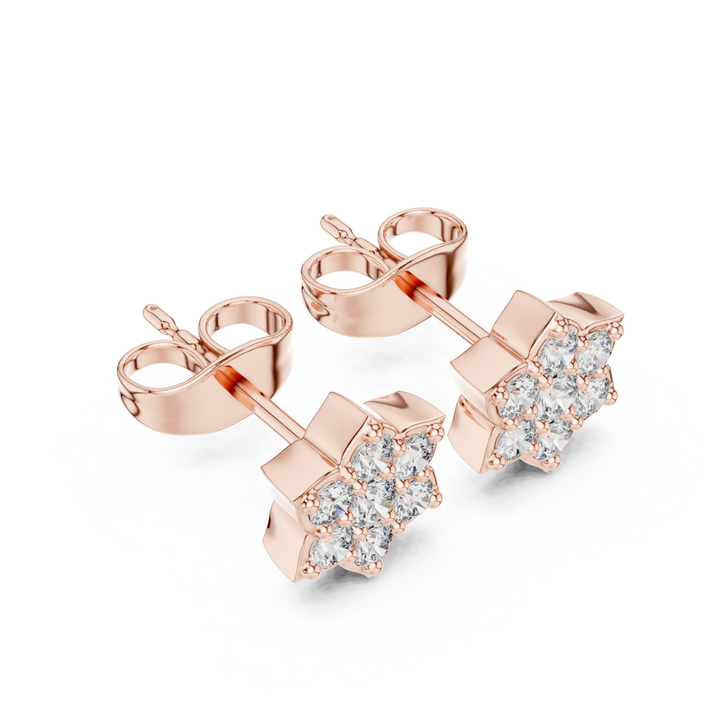 Diamond Flower Stud Earrings - E1129