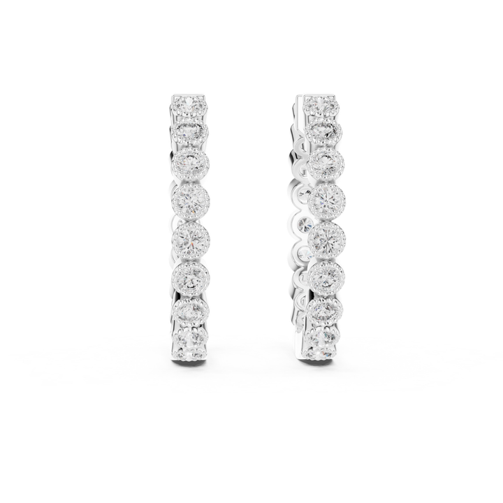 Bezel Diamond Hoop Earrings - E1123