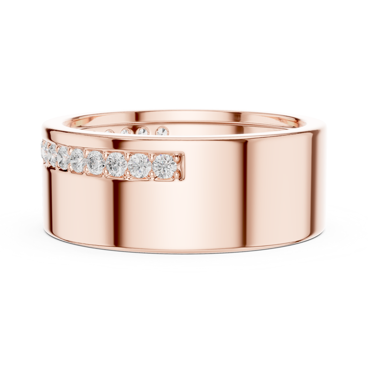Single Row Round Diamond Men's Band - B1135