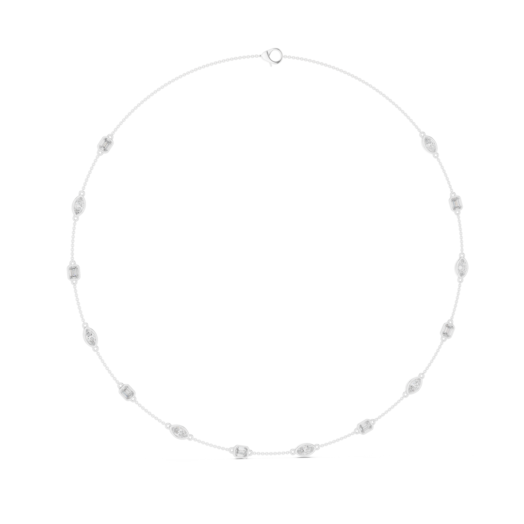 Marquise & Emerald 2.8 ctw Diamond Station Necklace - P1121