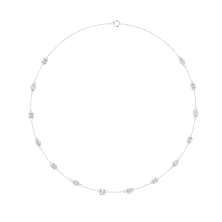 Marquise & Emerald 2.8 ctw Diamond Station Necklace - P1121
