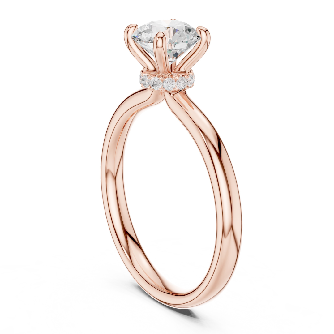 Aurelle Hidden Halo Round Diamond Engagement Ring - R1273