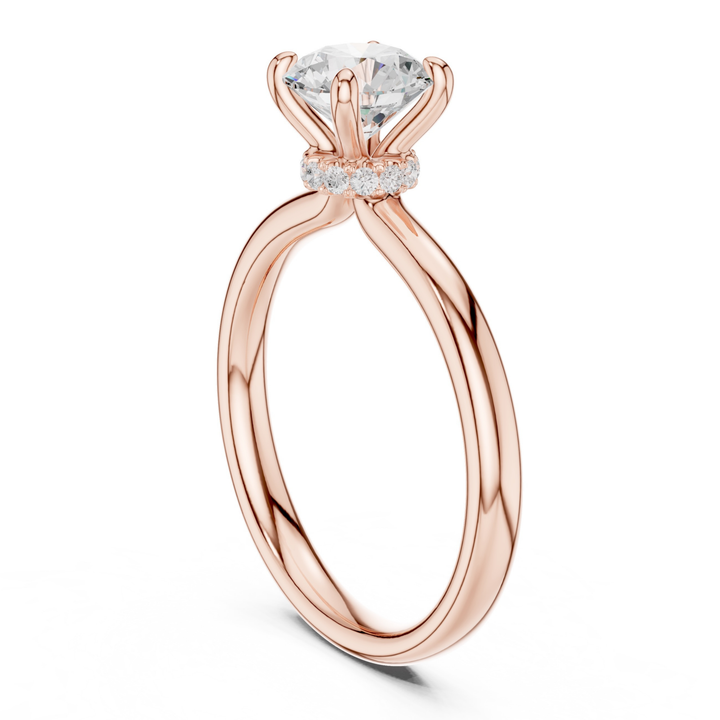 Aurelle Hidden Halo Round Diamond Engagement Ring - R1273