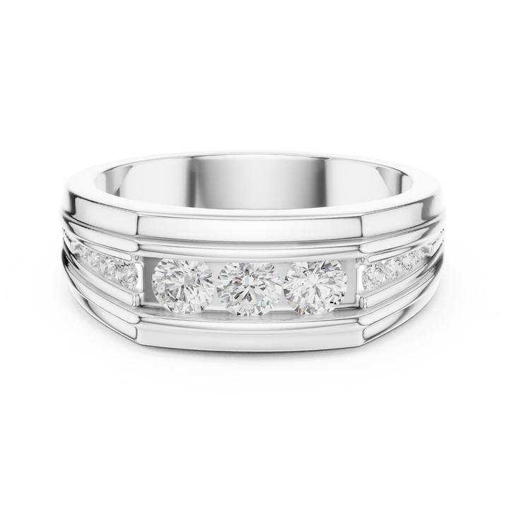 Channel Set Round Diamond Men's Band - B1136