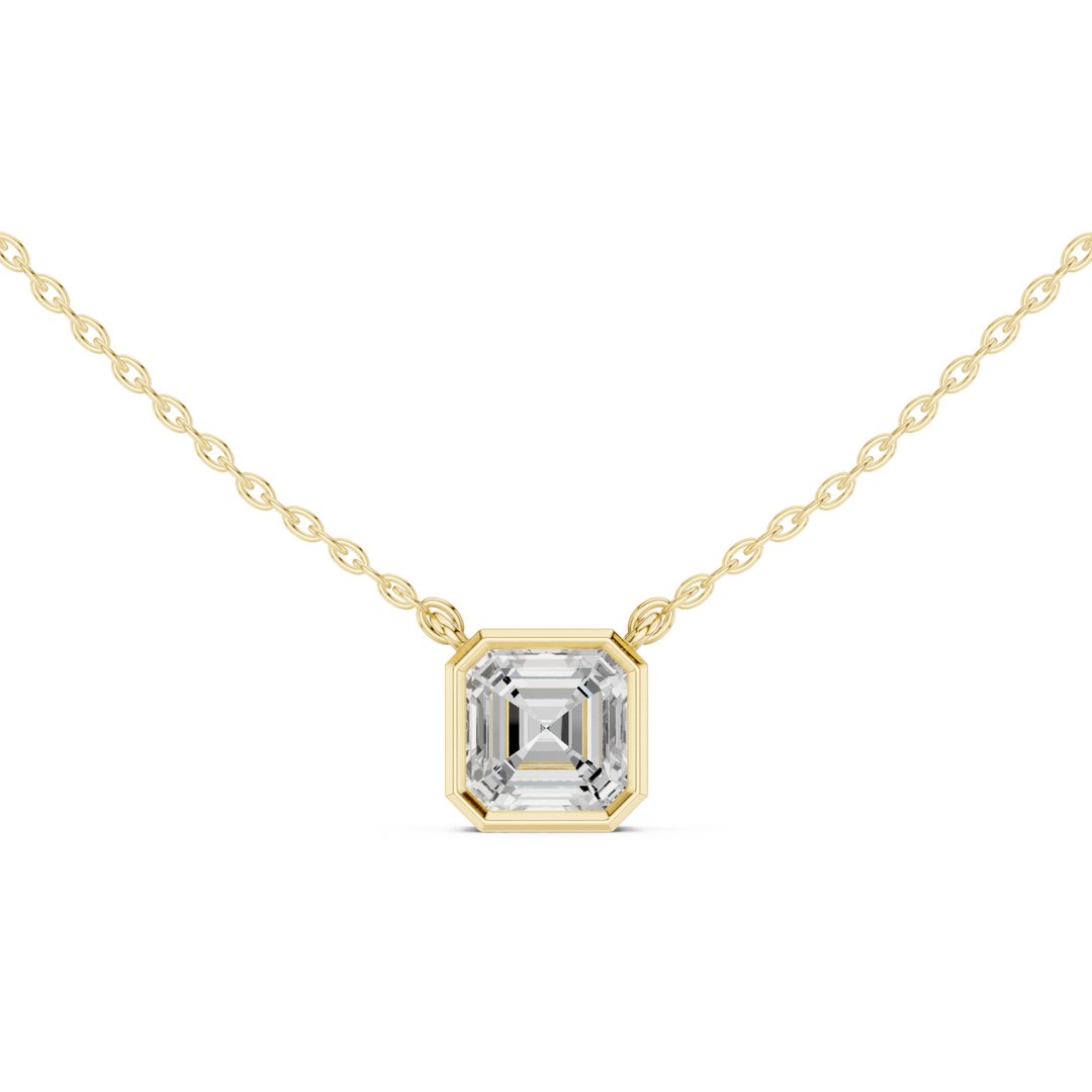 Asscher Cut Lab Diamond Bezel Solitaire Pendant