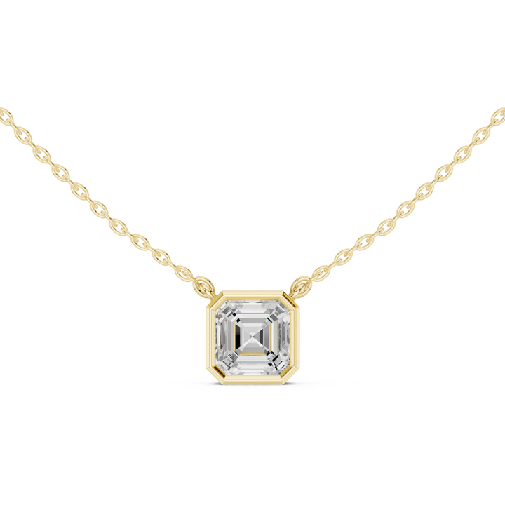 Asscher Cut Lab Diamond Bezel Solitaire Pendant