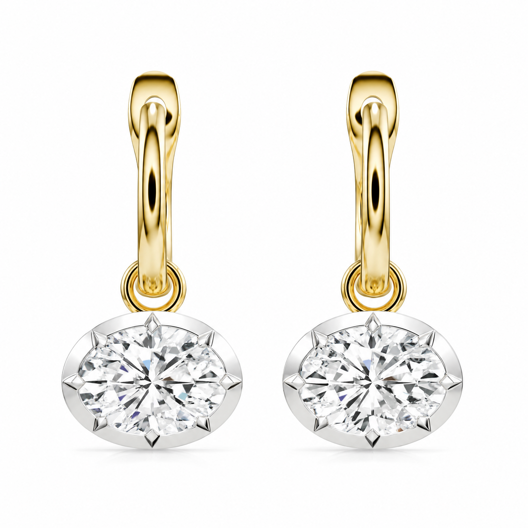 Oval Diamond Georgian Button-Back Drop Earrings