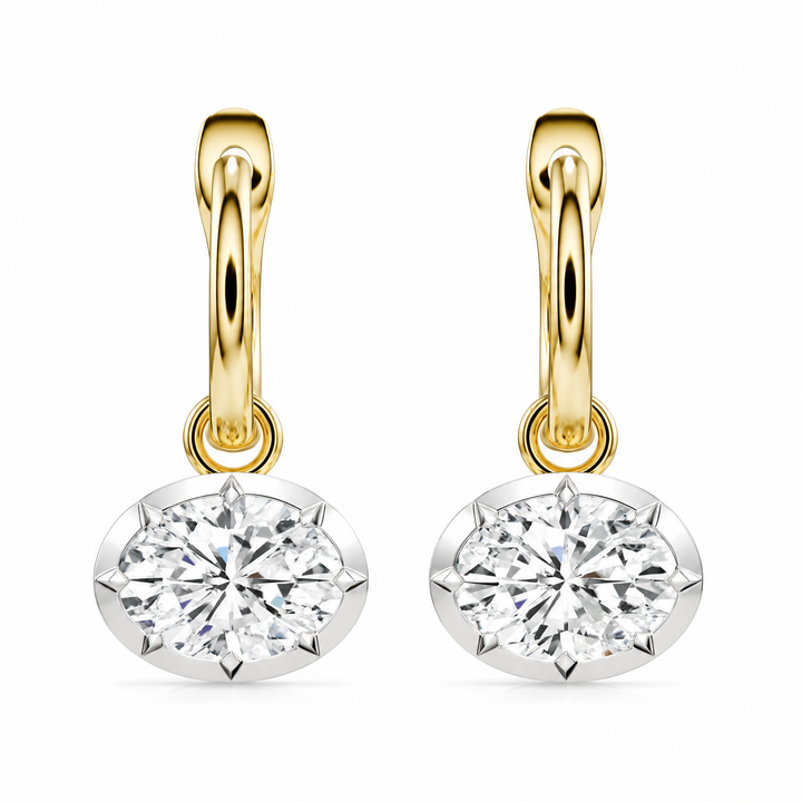 Oval Diamond Georgian Button-Back Drop Earrings