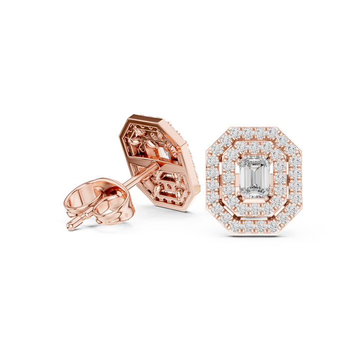 Double Halo Diamond Stud Earrings - E1116