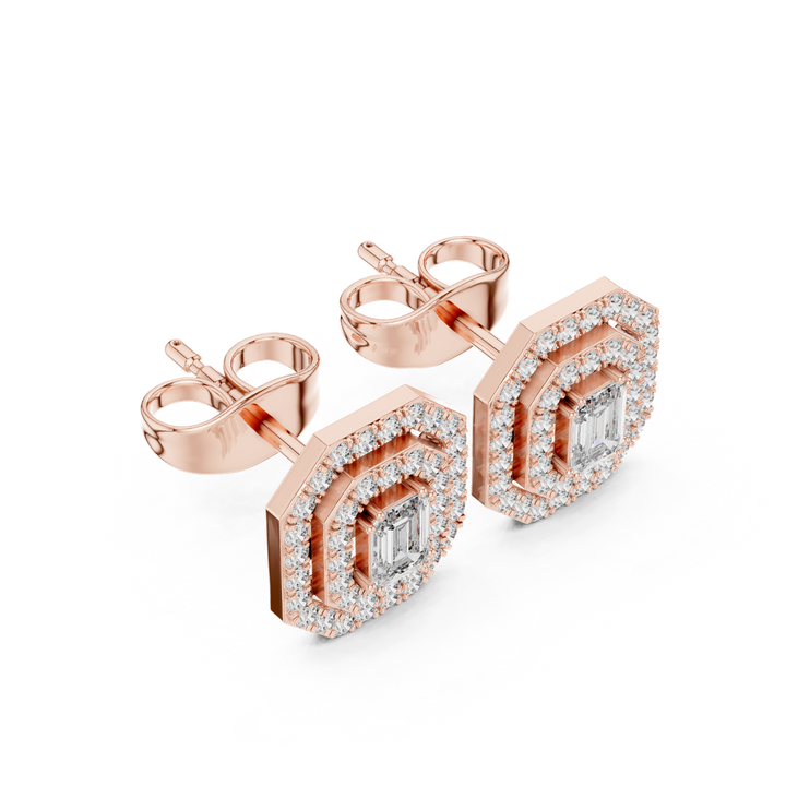 Double Halo Diamond Stud Earrings - E1116