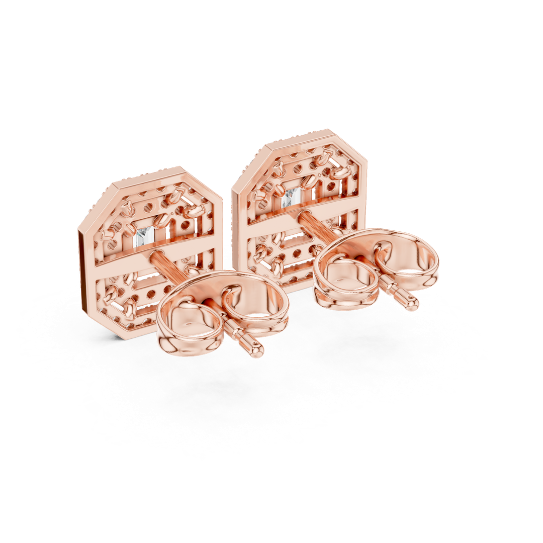 Double Halo Diamond Stud Earrings - E1116