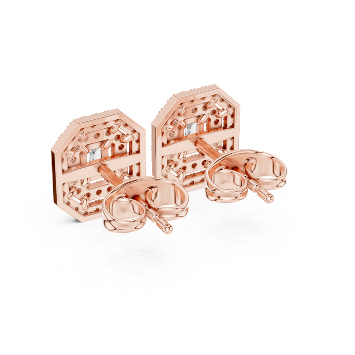 Double Halo Diamond Stud Earrings - E1116