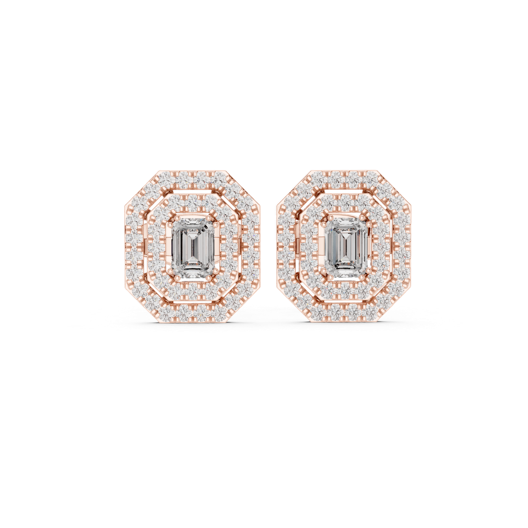 Double Halo Diamond Stud Earrings - E1116