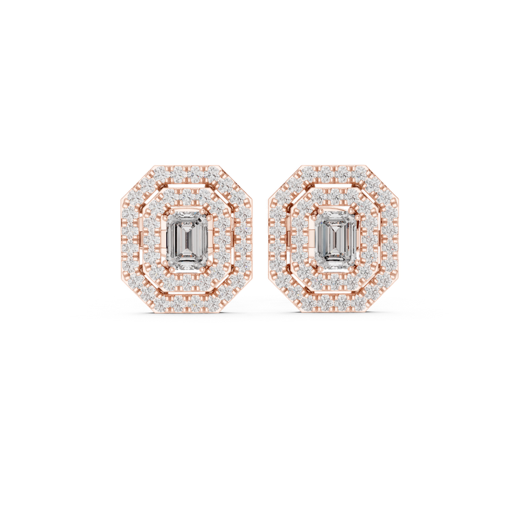 Double Halo Diamond Stud Earrings - E1116