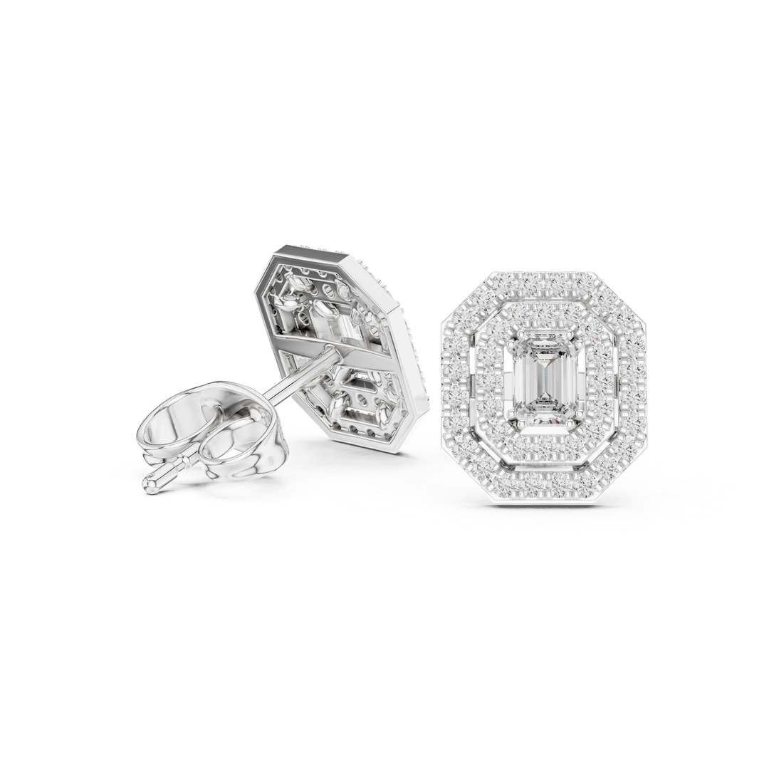 Double Halo Diamond Stud Earrings - E1116