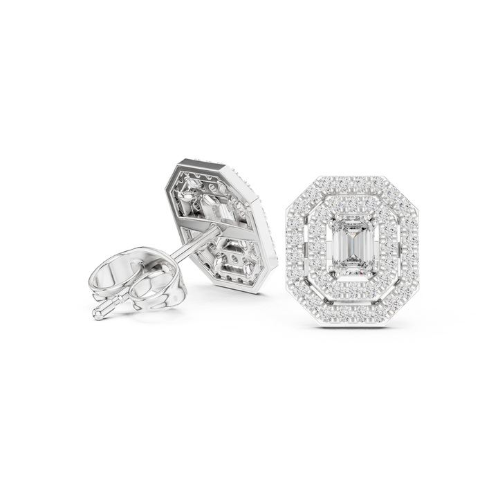 Double Halo Diamond Stud Earrings - E1116