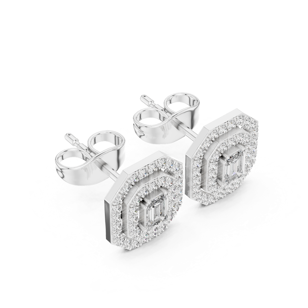 Double Halo Diamond Stud Earrings - E1116