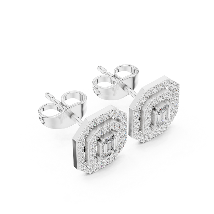 Double Halo Diamond Stud Earrings - E1116