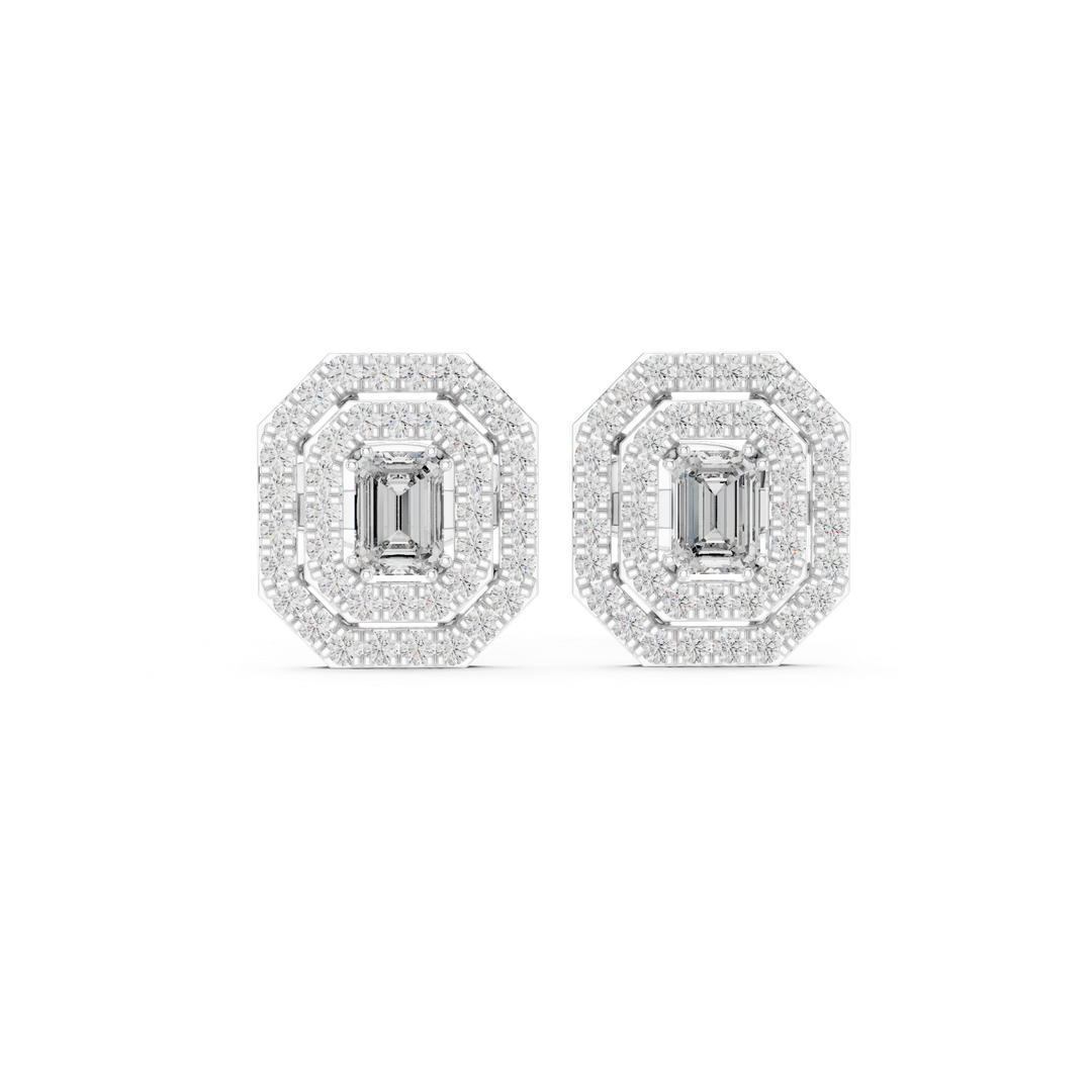 Double Halo Diamond Stud Earrings - E1116