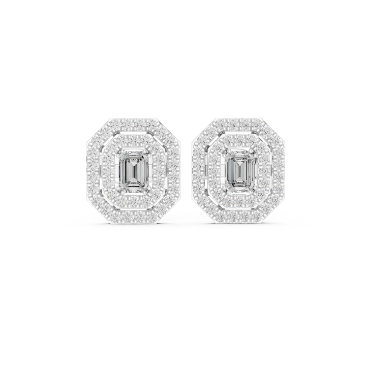 Double Halo Diamond Stud Earrings - E1116