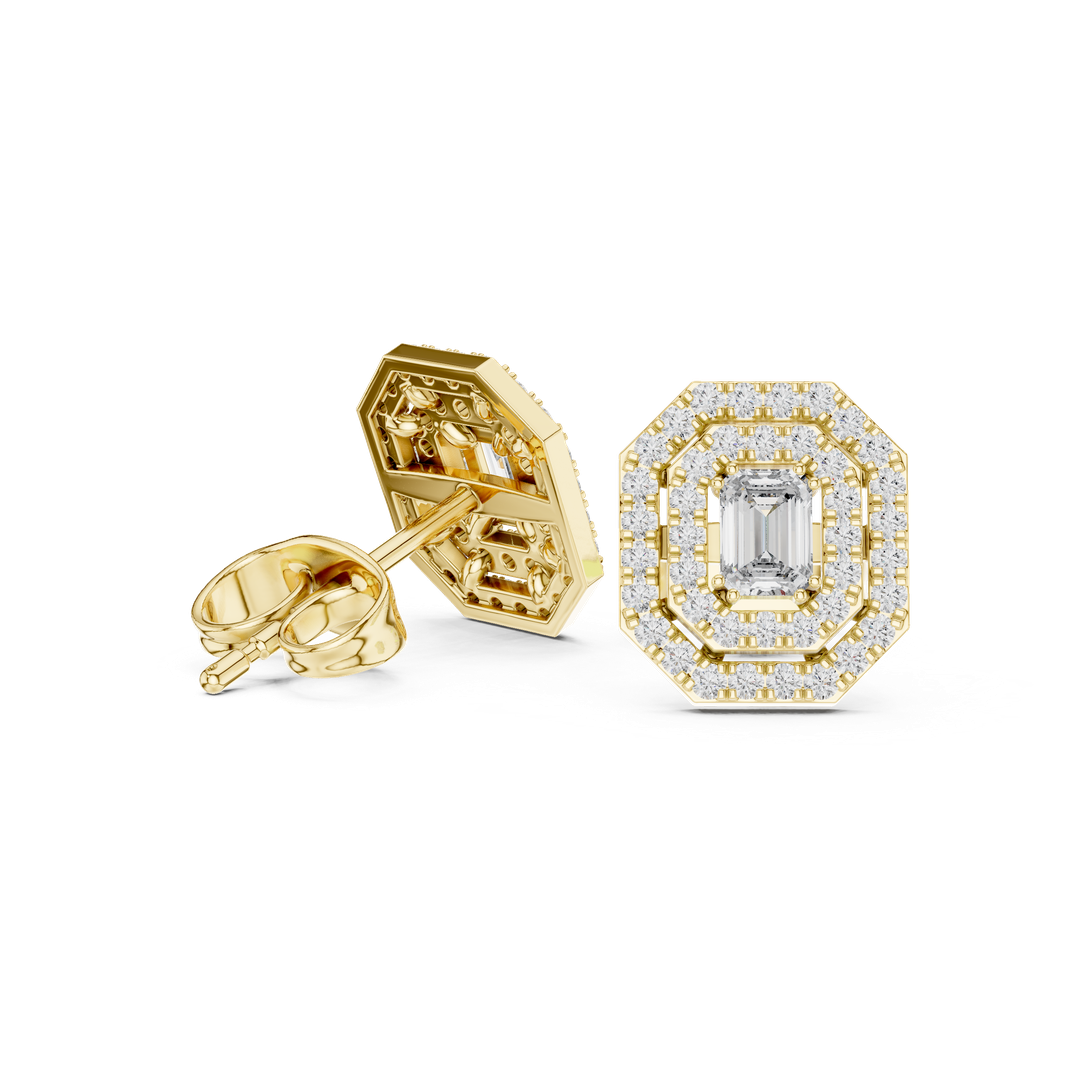 Double Halo Diamond Stud Earrings - E1116