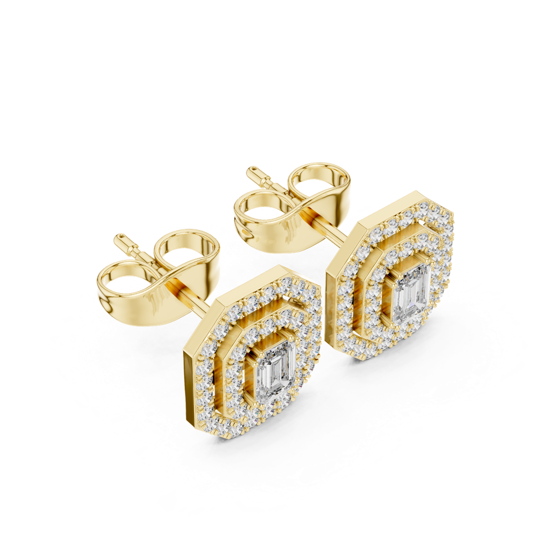 Double Halo Diamond Stud Earrings - E1116