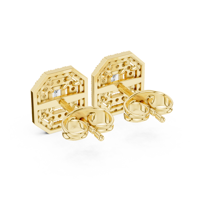 Double Halo Diamond Stud Earrings - E1116