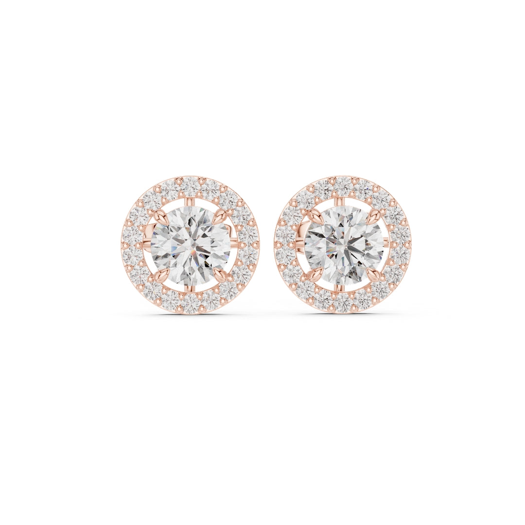 Classic Halo Diamond Stud Earrings - E1119