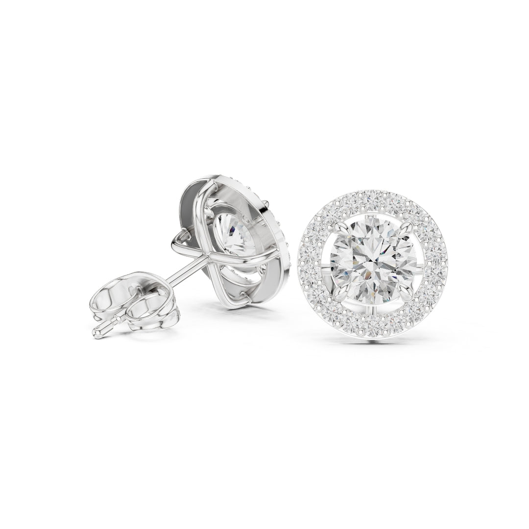 Classic Halo Diamond Stud Earrings - E1119