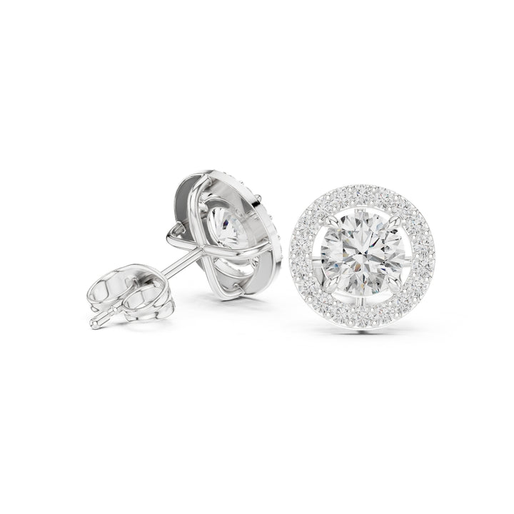 Classic Halo Diamond Stud Earrings - E1119