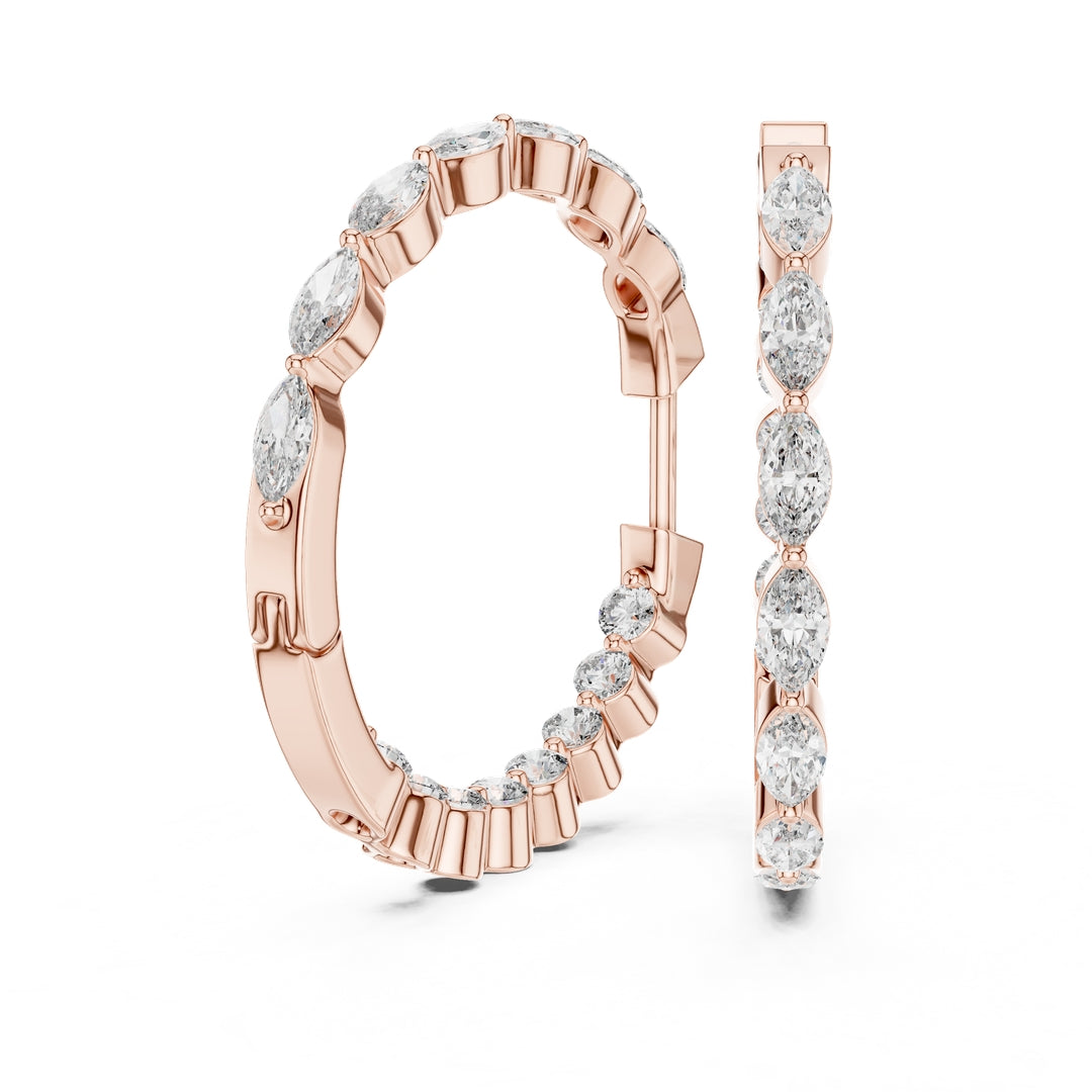 Mixed Shape Diamond Hoop Earrings - E1118