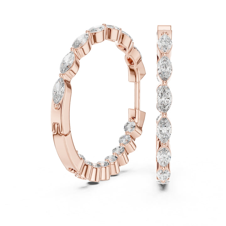 Mixed Shape Diamond Hoop Earrings - E1118