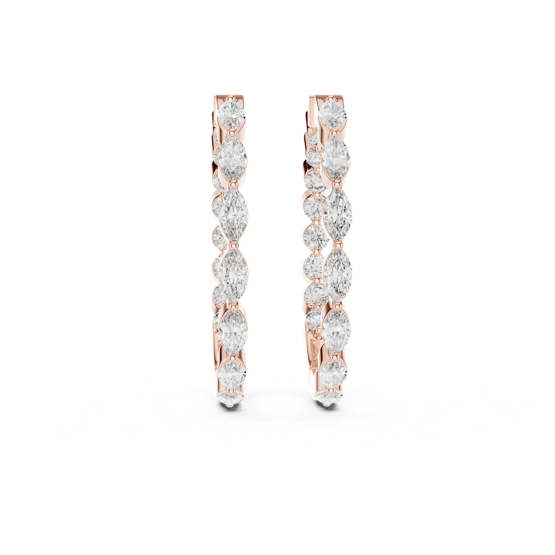 Mixed Shape Diamond Hoop Earrings - E1118