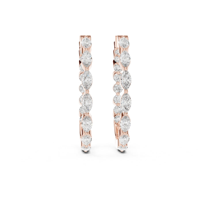 Mixed Shape Diamond Hoop Earrings - E1118