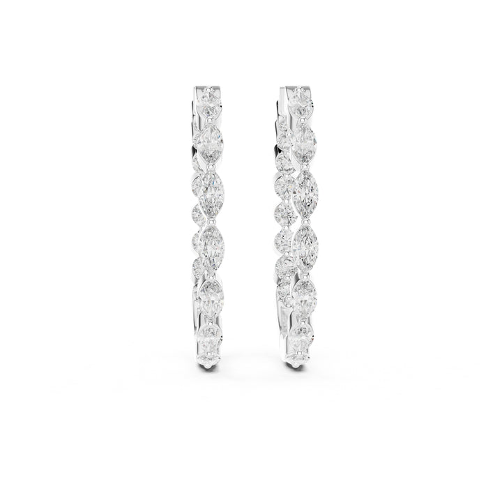 Mixed Shape Diamond Hoop Earrings - E1118