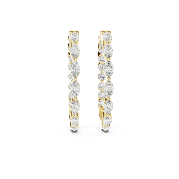 Mixed Shape Diamond Hoop Earrings - E1118