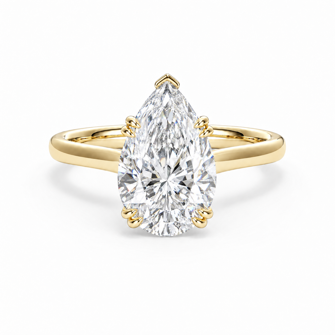 Elevé Cathedral Pear Diamond Engagement Ring with Double Prong